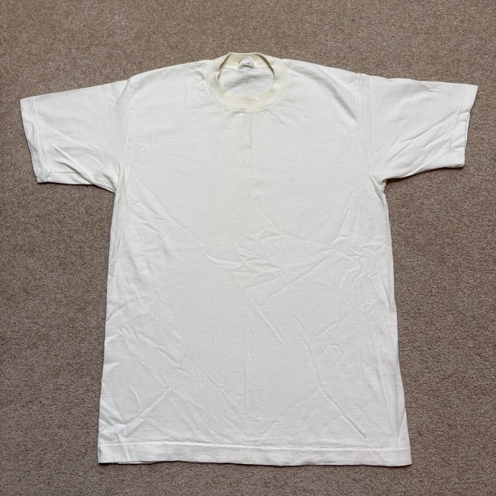 Vtg 60s Towncraft Shirt Mens Medium White Blank Tee Penn-Set JCPenney Grunge
